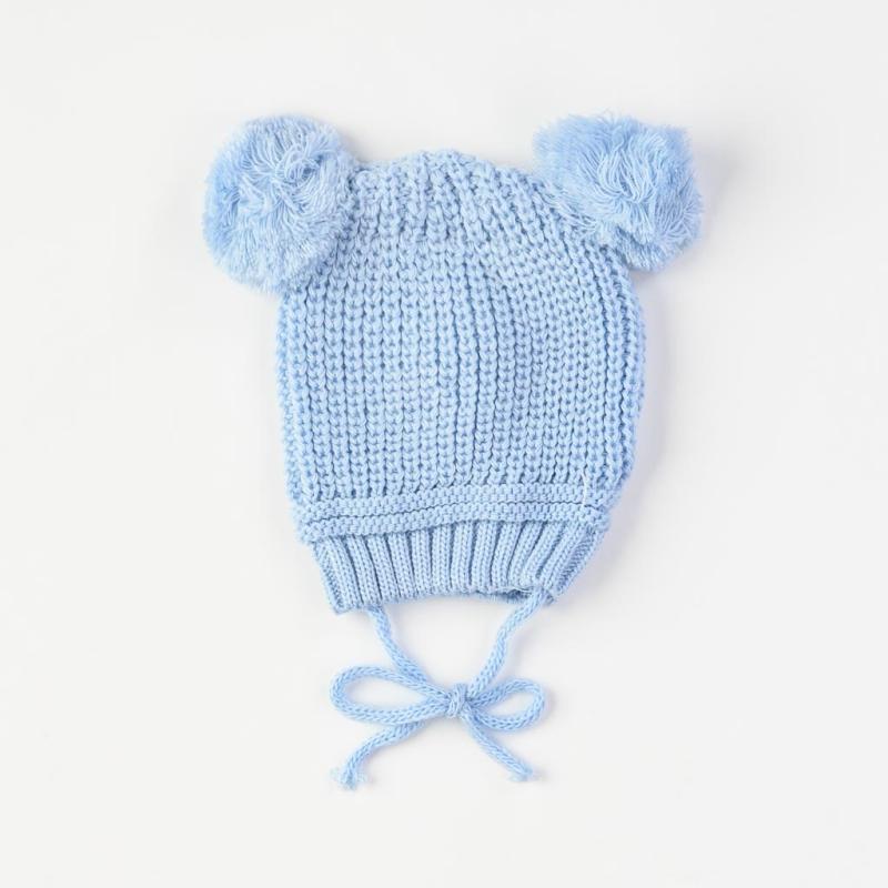 Бебешка шапка  момче плетена Golden Синя