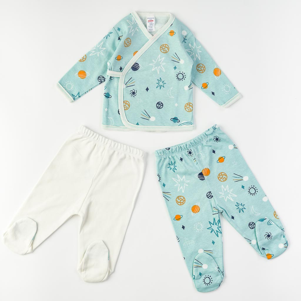 Βρεφικά σετ ρούχων Για Αγόρι με δυο ζευγαρια βρεφικα παντελονακια  Breeze planets  Μπλε