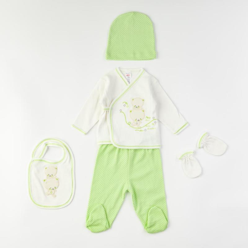 Комплект  новородено 5 части  момче Breeze Bears Зелен