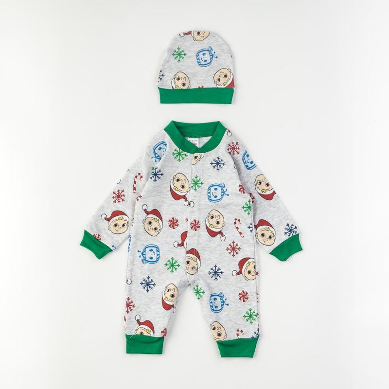 Baby overalls with a hat  Christmas Elfs  Gray