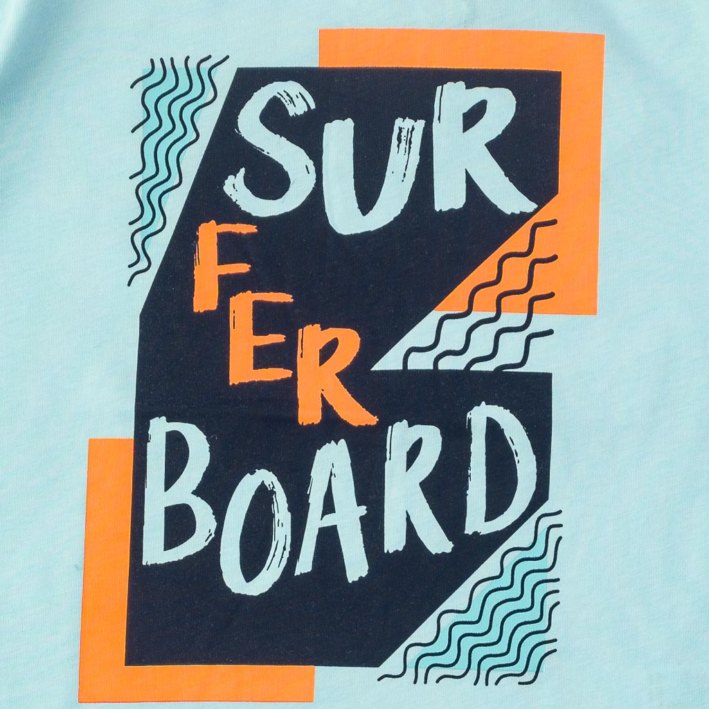 Детска тениска за момче с щампа Breeze Surfer Синя