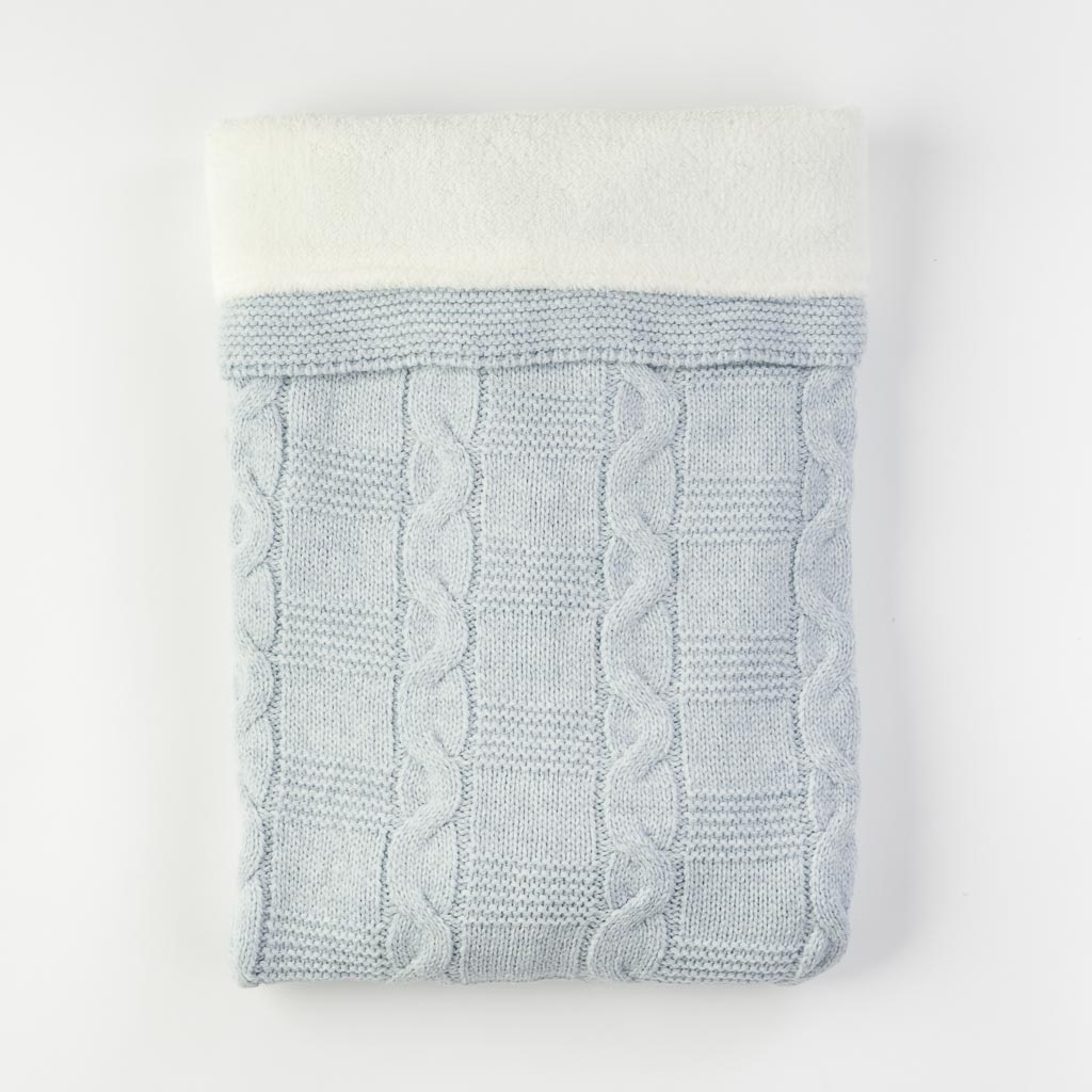 Παιδικη κουβερτα Για Αγόρι  плетена  με ζεστη φοδρα  95x80   Tafyy  Μπλε