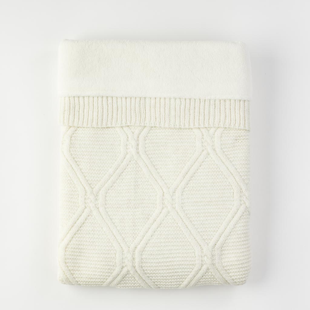 Παιδικη κουβερτα  плетена  με ζεστη φοδρα  95x80   Tafyy  ασπρα
