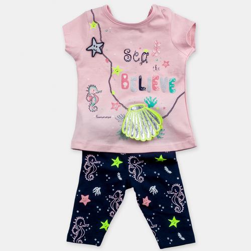 Детски летен комплект за момиче Believe тениска и клинче