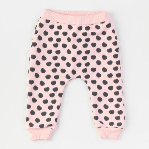 Бебешки панталонки за момиче Dots ватирани Светлорозови