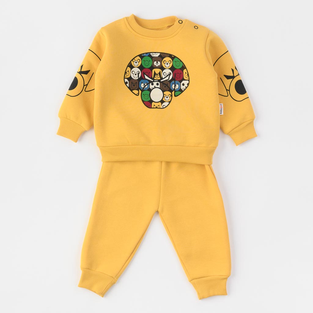 Бебешки спортен комплект за момче Baby go ватиран Жълт