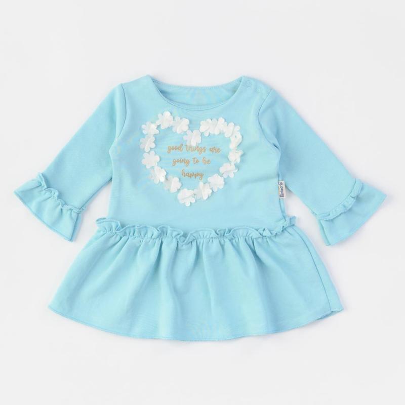 Baby dress with long sleeves  Miniworld natural   Good things  Blue