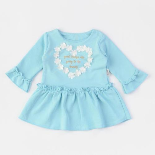 Бебешка рокля с дълъг ръкав Miniworld natural Good things Синя