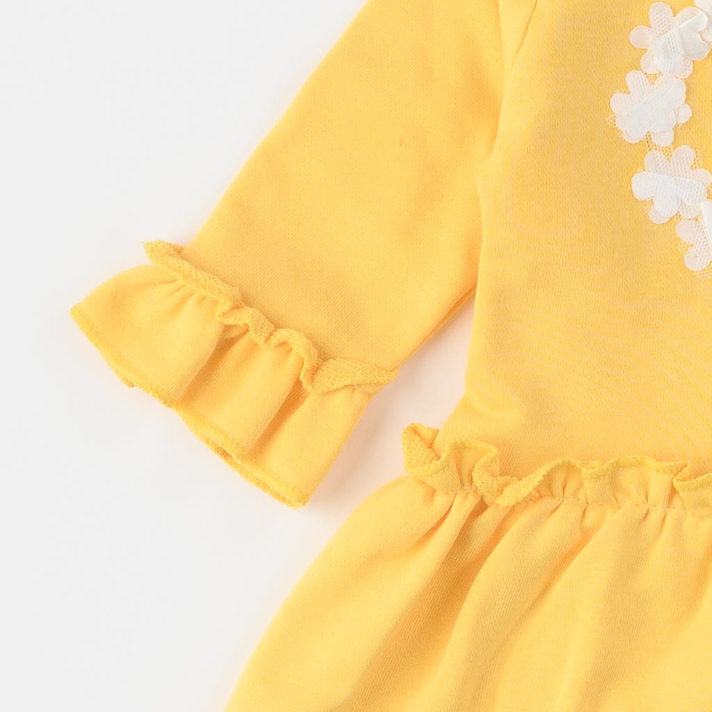 Βρεφικο φορεμα με μακρυ μανικι  Miniworld natural   Good things  Κιτρινα