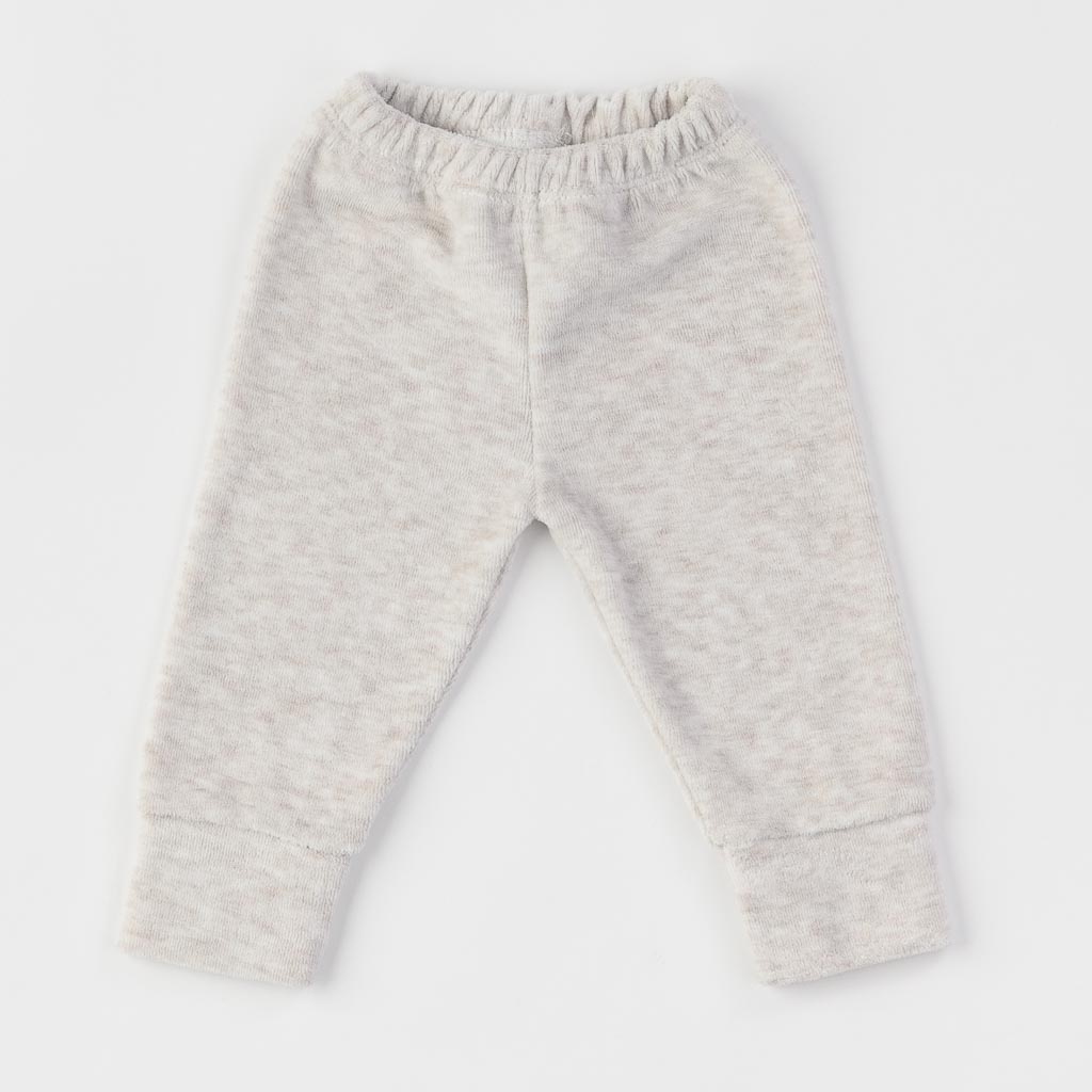 Бебешки комплект за момче боди и панталонки от плюш Ladi Bear Сив