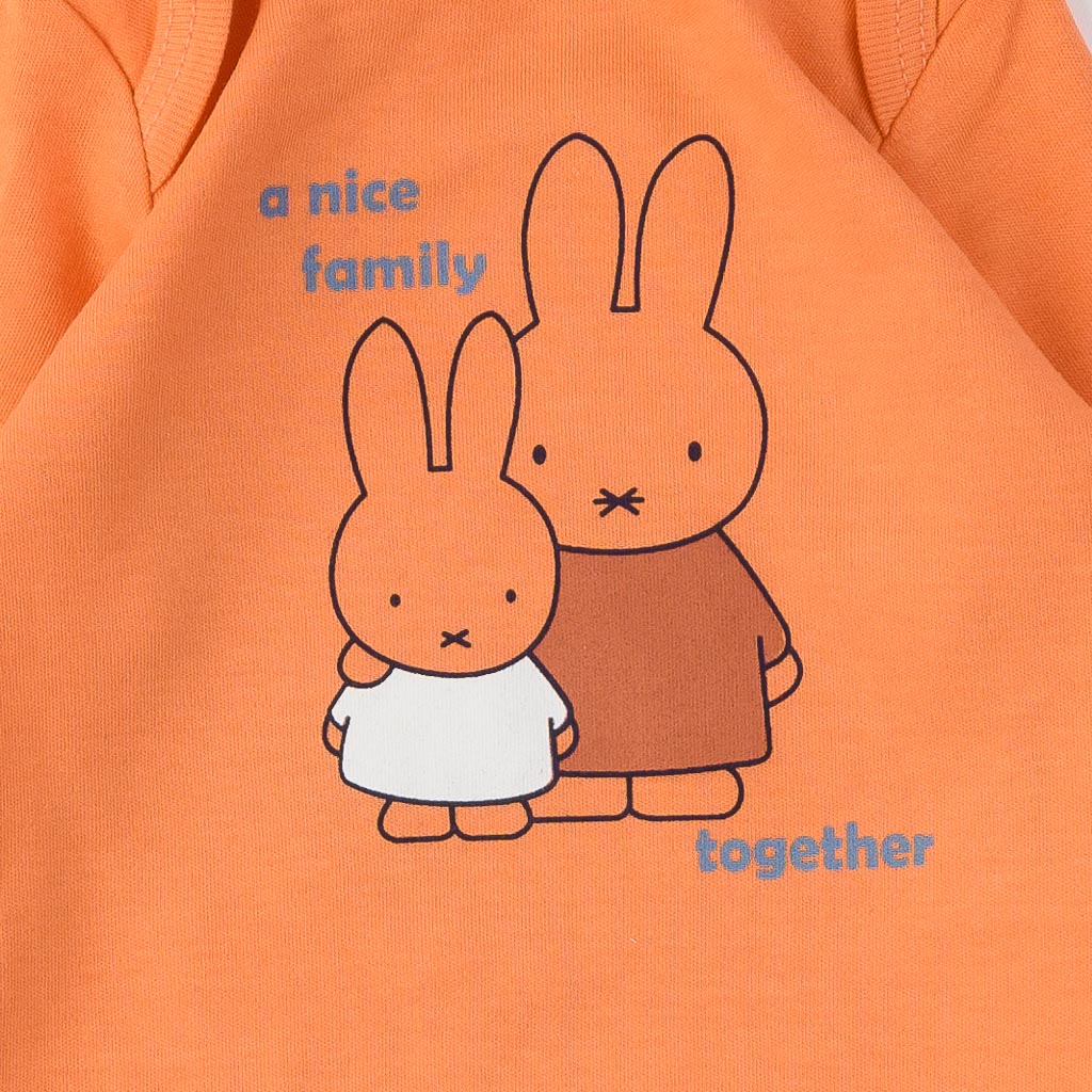 Бебешко боди с дълъг ръкав за момче Miniworld Rabbits Оранжево