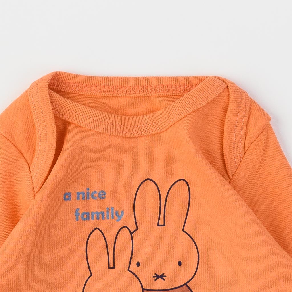 Βρεφικο κορμακι με μακρυ μανικι Για Αγόρι  Miniworld Rabbits  Πορτοκαλη