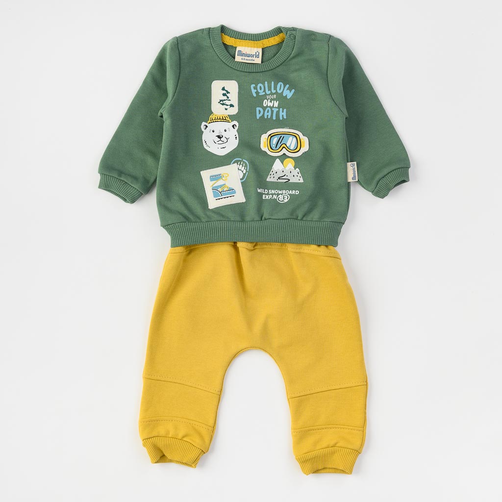 Бебешки спортен комплект за момче Miniworld Follow Зелен