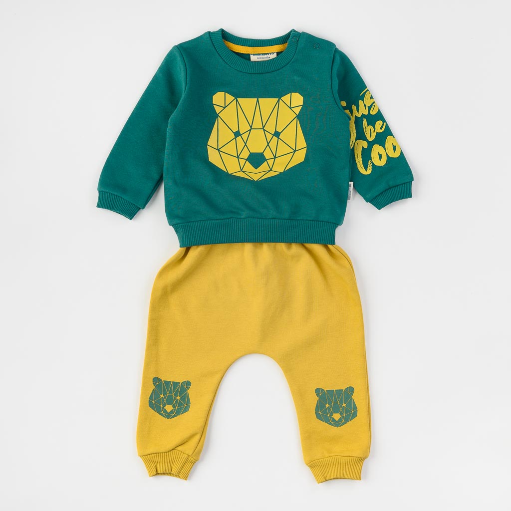 Бебешки спортен комплект  Για Αγόρι  Miniworld   Bear  με σταμπα Πρασινο