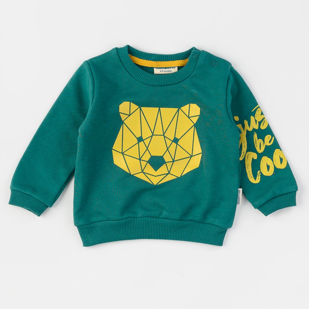 Бебешки спортен комплект за момче Miniworld Bear с щампа Зелен