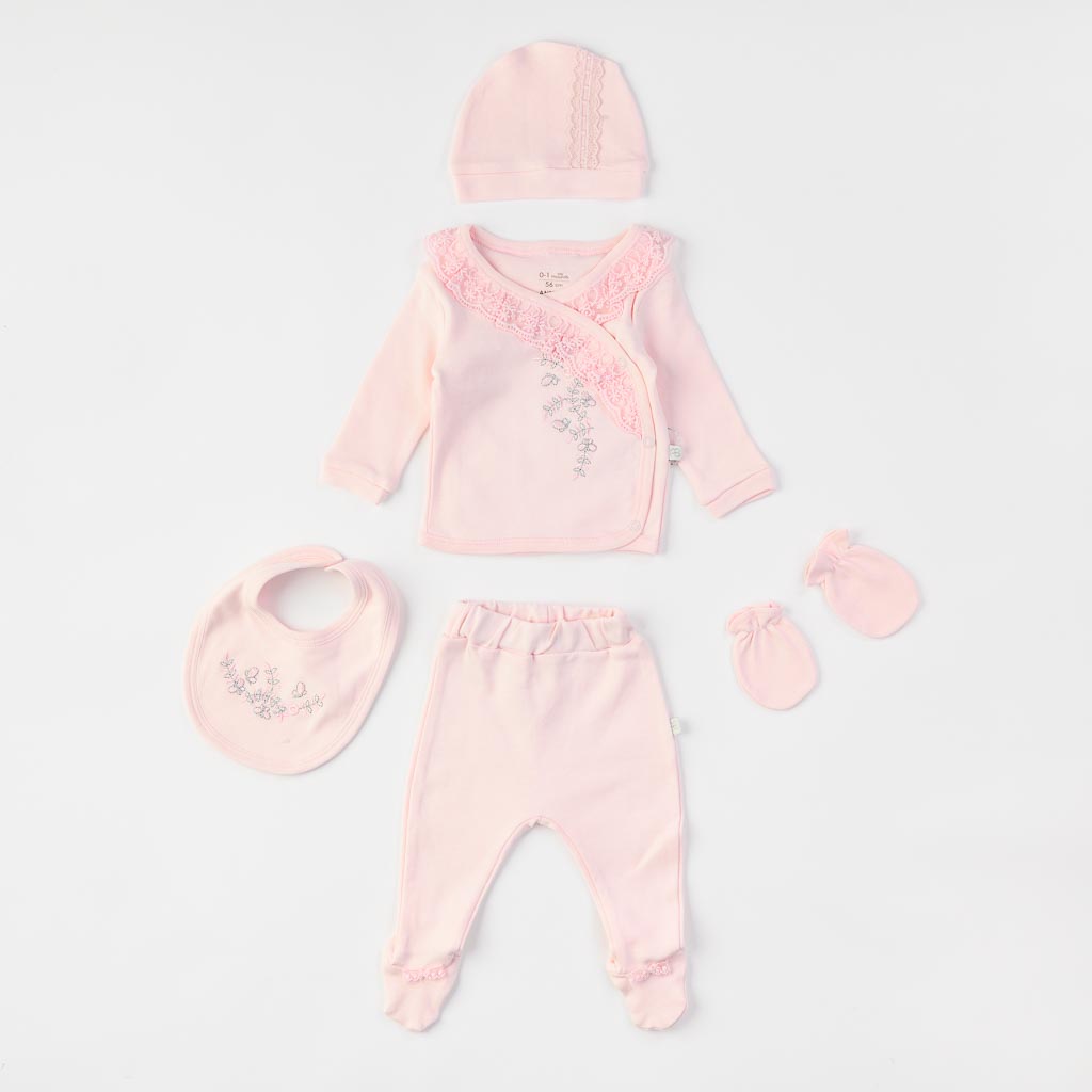 Kомплект за новородено  5 τεμάχια Για Κορίτσι  Ana Babba Butterfly  Ροζ