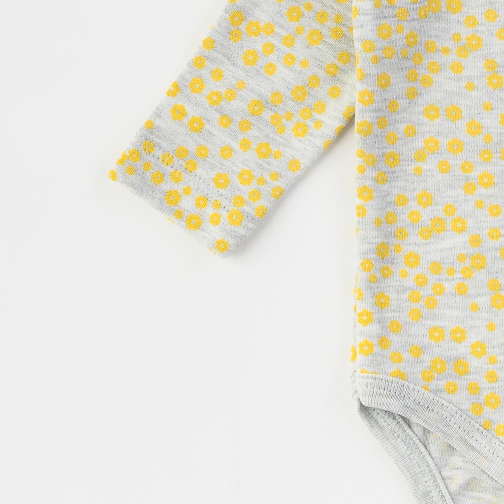 Βρεφικο κορμακι με μακρυ μανικι Για Κορίτσι  Miniworld   Flowers  Κιτρινο