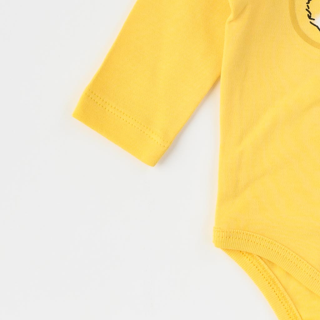 Βρεφικο κορμακι με μακρυ μανικι Για Κορίτσι  Miniworld   Cute Fox  Κιτρινο