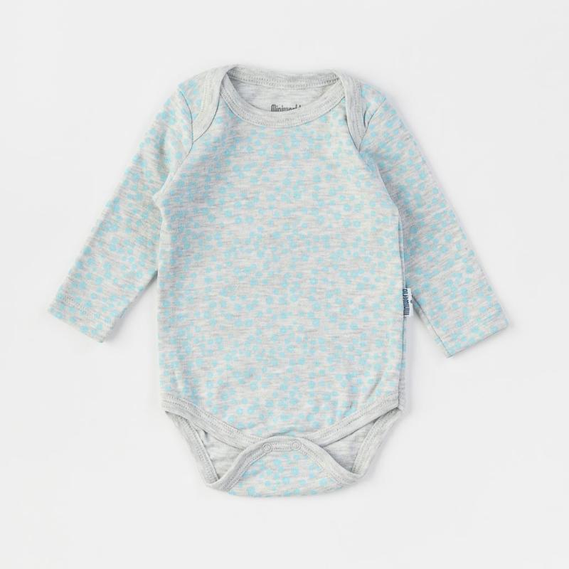Baby bodysuit with long sleeves For a girl  Miniworld   Flowers  Blue