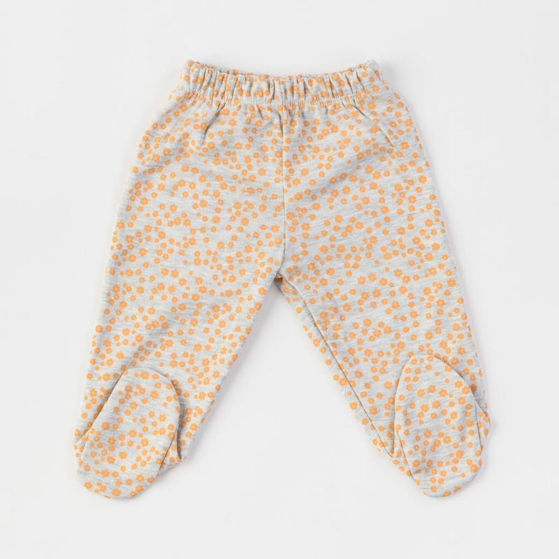 Baby pants for girls  Miniworld   Flowers  Peach