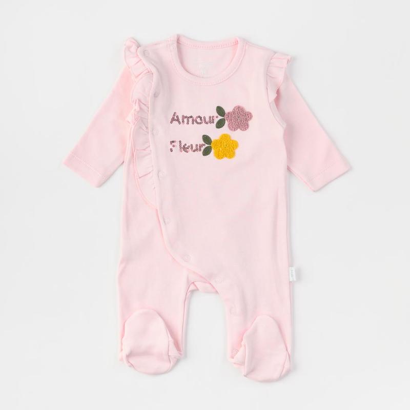 Baby overalls with long sleeves For a girl  Ladi Amour Fleur  Pink
