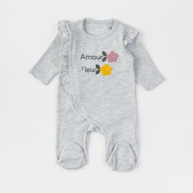 Baby overalls with long sleeves For a girl  Ladi Amour Fleur  Gray