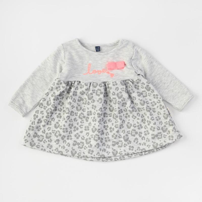 Baby dress with long sleeves  Miniworld Love  Gray