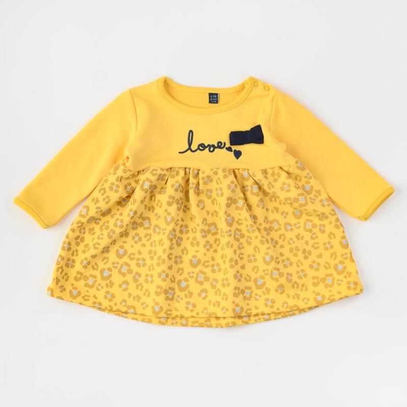Baby dress with long sleeves  Miniworld Love  Yellow
