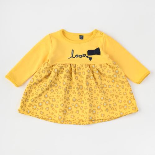 Βρεφικο φορεμα με μακρυ μανικι  Miniworld Love  Κιτρινα