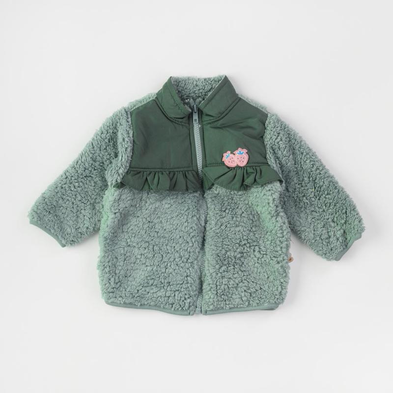Baby fluffy jacket For a girl  Baby Z Strawberry  Green