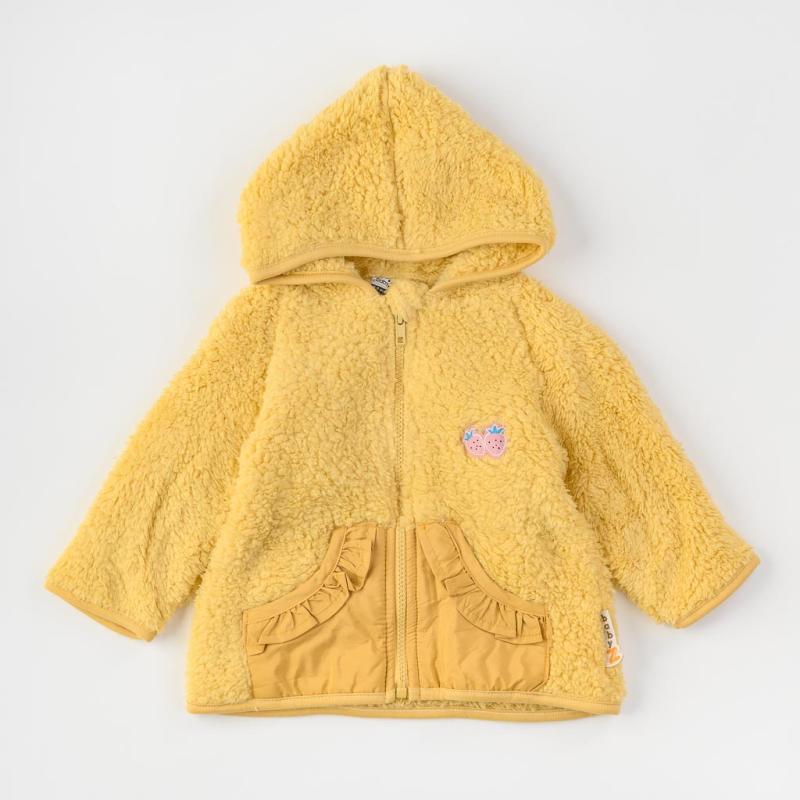 Baby fluffy jacket For a girl  Baby Z Strawberry  Yellow