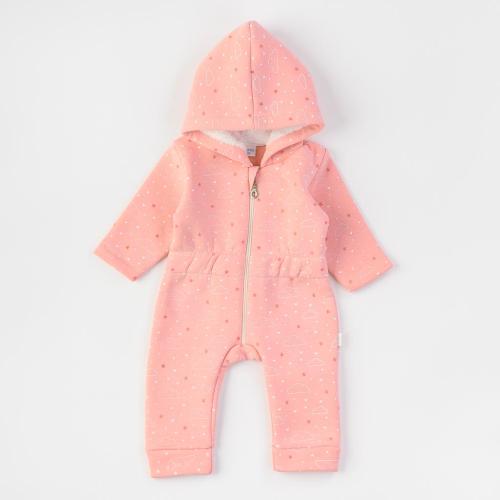 Βρεφικο βαμβακερο ολοσωμο με φερμουαρ Για Κορίτσι  Ladi   Clouds  Ροζ