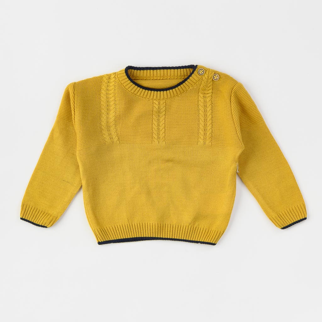 Бебешки комплект от 4 части за момче Concept Панталон риза пуловер и папионка Горчица