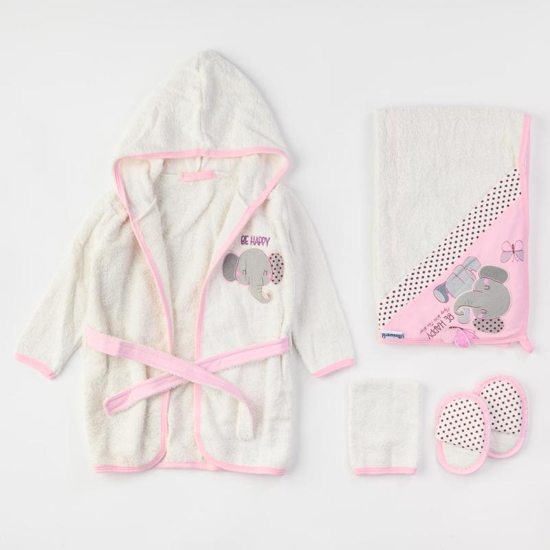 Baby bath set For a girl  Miniworld Elephant  4 parts Pink