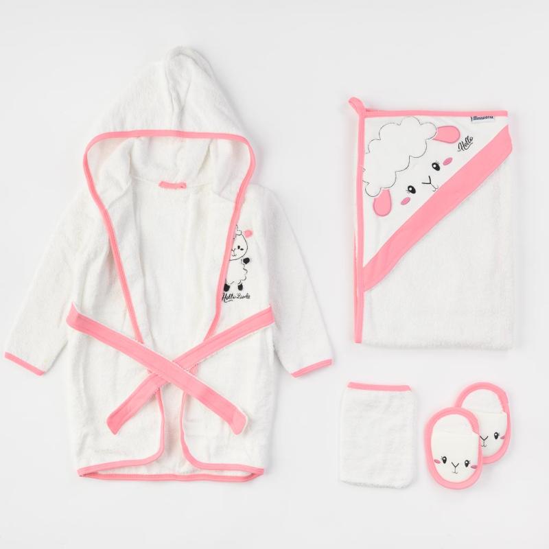 Baby bath set For a girl  Miniworld Sweet sheep  4 parts Pink