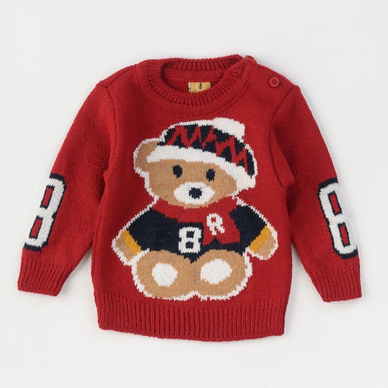 Бебешки пуловер  момче Oscar Star Bear Червен