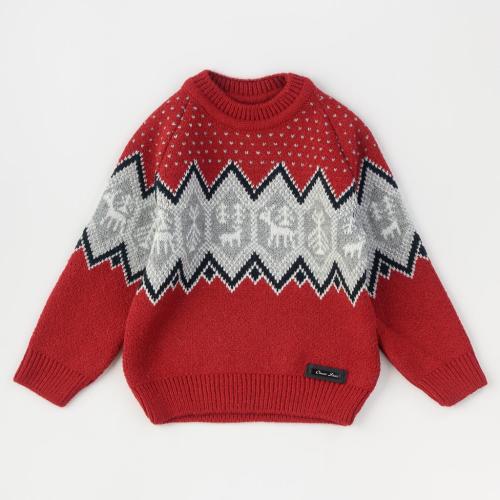 Детски пуловер за момче Oscar Star Коледен Червен