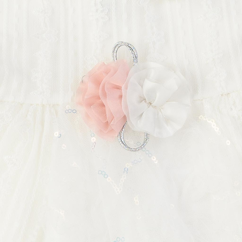 Βρεφικο φορεμα με δαντελα  и лента за коса   Miniborn Flowers  ασπρα