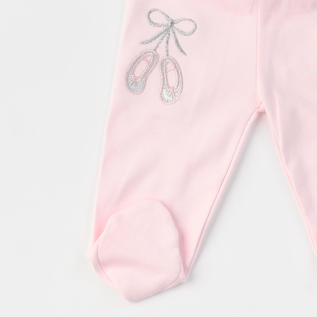 Бебешки комплект боди ританки и лента за коса Minibron Ballerina Розов