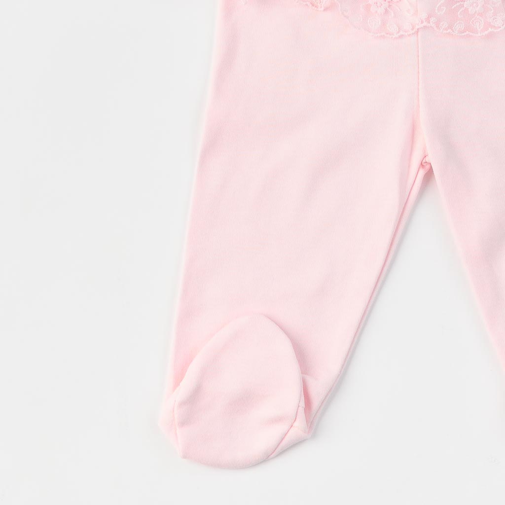 Βρεφικά σετ ρούχων Κορμακι με δαντελα παντελονακια  и лента за коса   Minibron  Ροζ