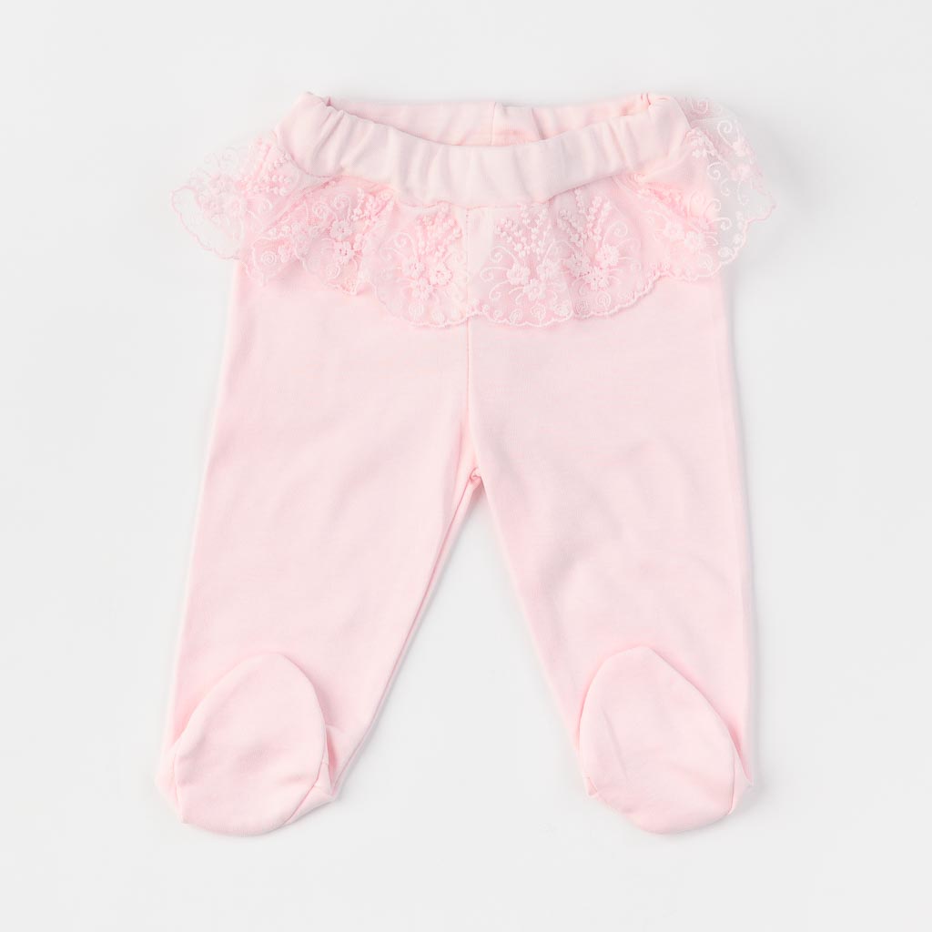 Βρεφικά σετ ρούχων Κορμακι με δαντελα παντελονακια  и лента за коса   Minibron  Ροζ