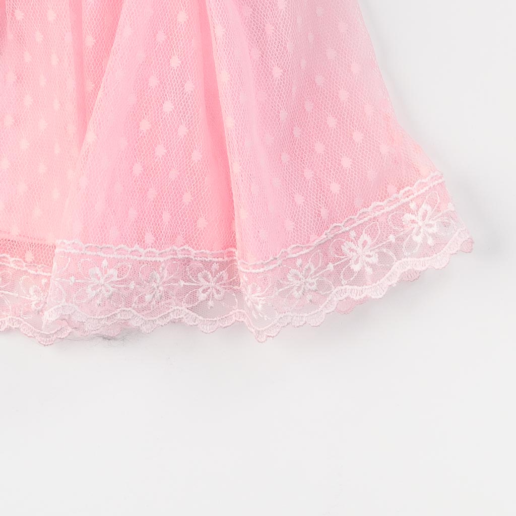 Βρεφικο φορεμα με δαντελα  и лента за коса   Miniborn  Ροζε