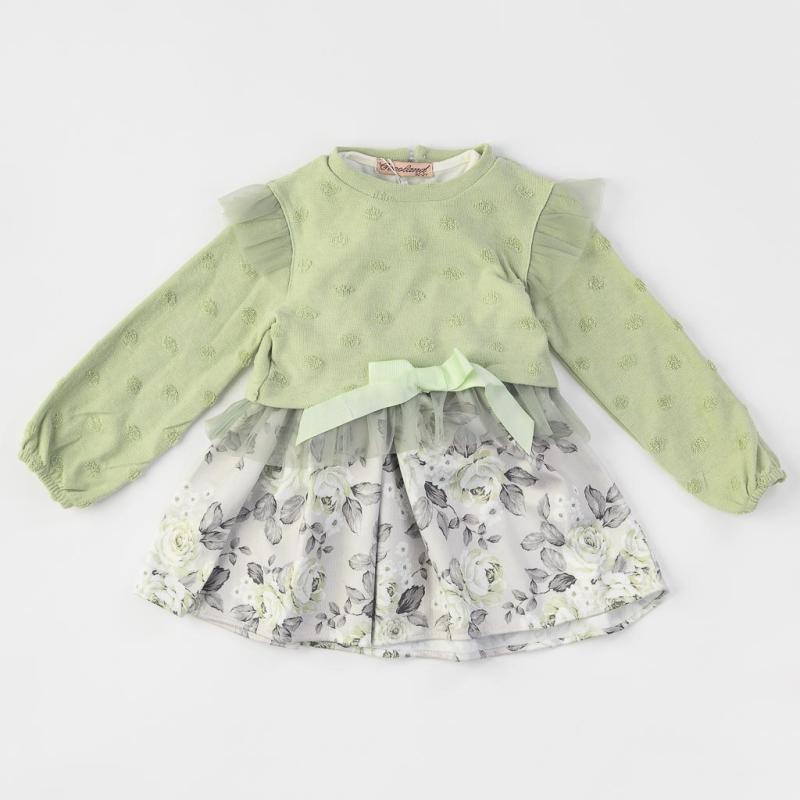 Детски комплект рокля  и блу Cocoland Green girl Зелена
