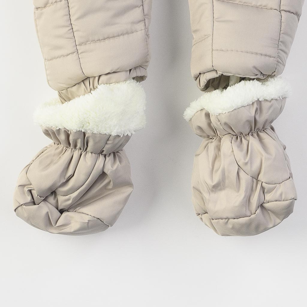 Бебешки зимен гащеризон за момче с ръкавички и чорапки Tuffo bellezza Zebra Сив