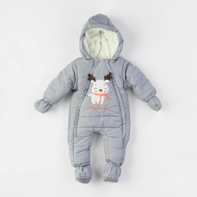 Baby winter overalls For a boy with gloves and socks  Tuffo bellezza Deer  Gray