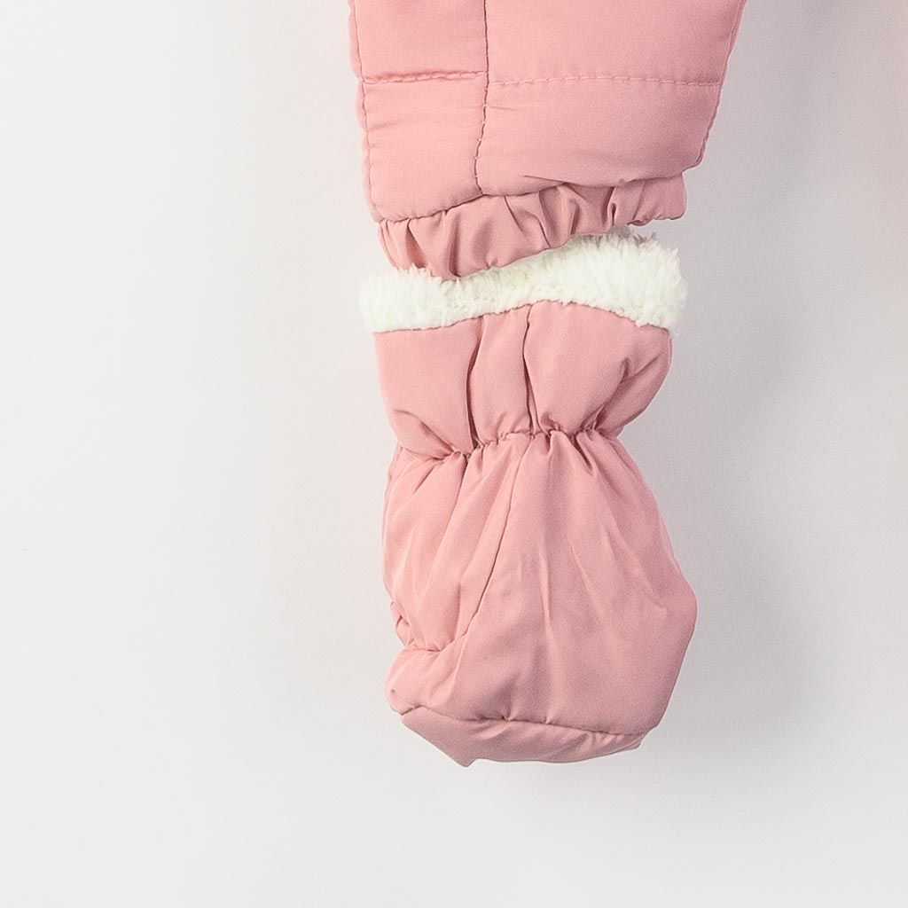 Бебешки зимен гащеризон за момиче с ръкавички и чорапки Tuffo bellezza Sweet dreams Розов