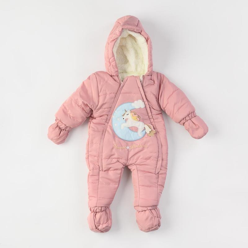 Baby winter overalls For a girl with gloves and socks  Tuffo bellezza Sweet dreams  Pink