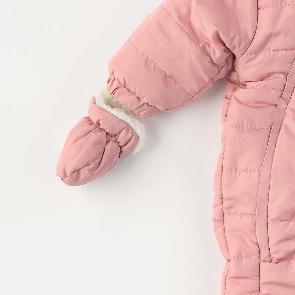 Бебешки зимен гащеризон за момиче с ръкавички и чорапки Tuffo bellezza Sweet dreams Розов