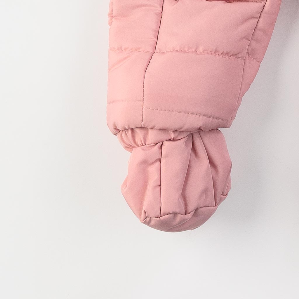 Бебешки зимен гащеризон за момиче с ръкавички и чорапки Tuffo bellezza Little princess Розов