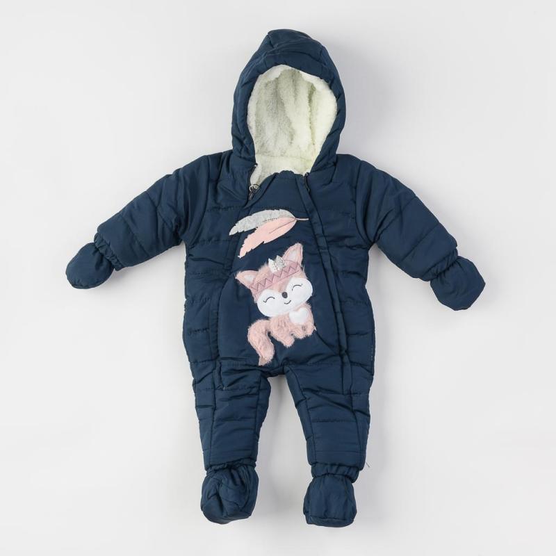 Baby winter overalls For a girl with gloves and socks  Tuffo bellezza Foxy  Dark blue